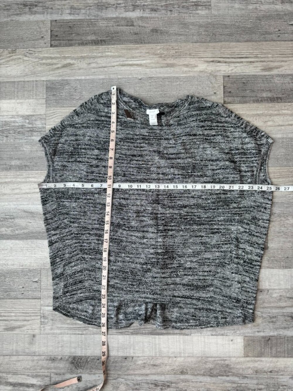 J. Jill Pure Jill NWT Grey Linen Cotton Black White Cap Sleeve Sweater I11 - Picture 5 of 6